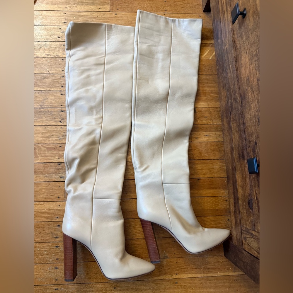 Saint Laurent Beige Over the Knee Boots size 39